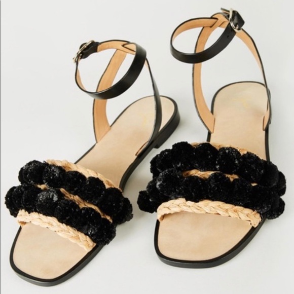 Joie Paciencia Slingback Pom Pom Women’s Black Sandal Size 8 NIB - Picture 1 of 16